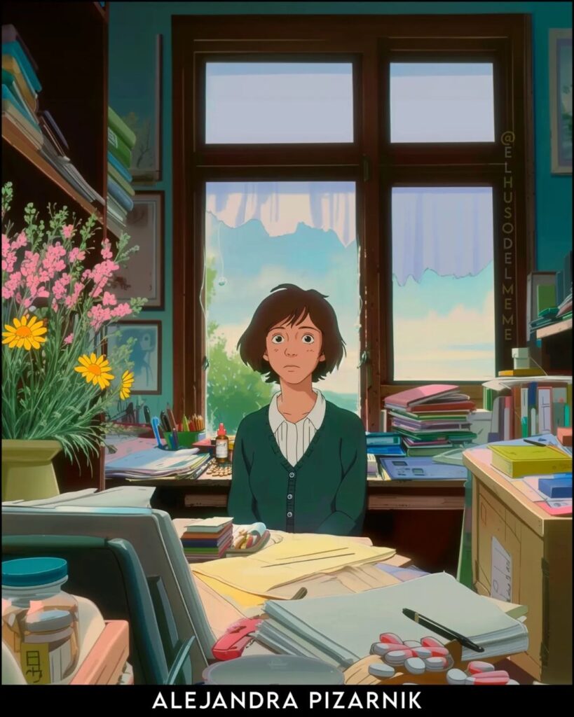 Alejandra Pizarnik como personaje Ghibli