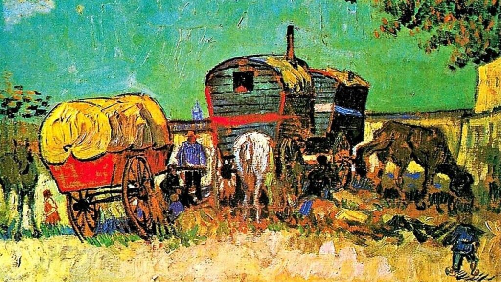 Campamento de gitanos con caravana, de Vincent Van Gogh