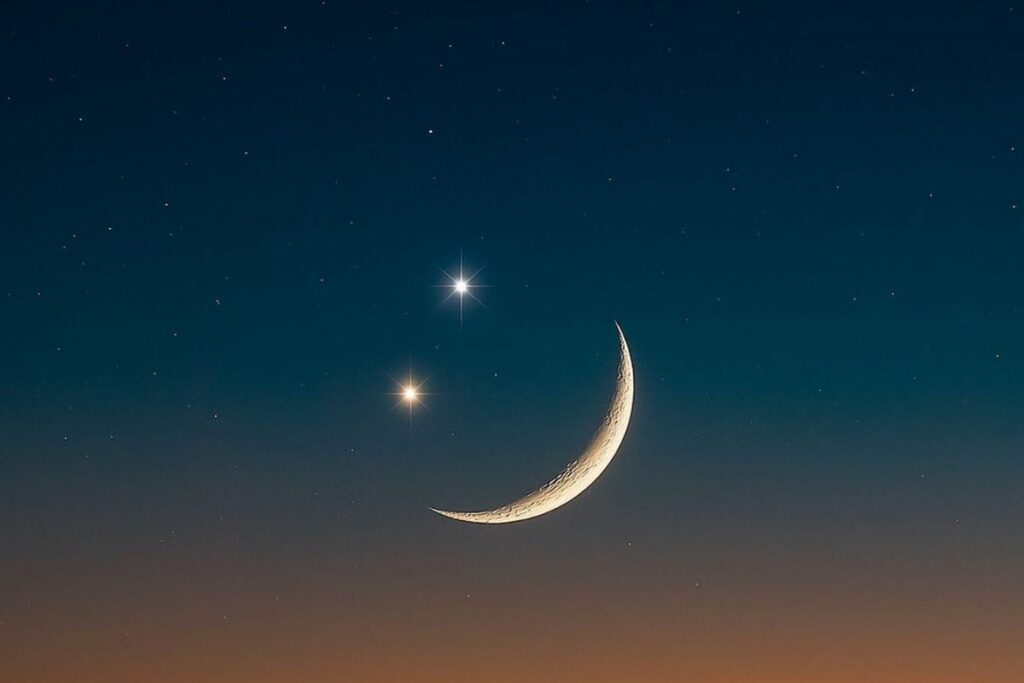 Una Luna sonriente ilumina el cielo de abril