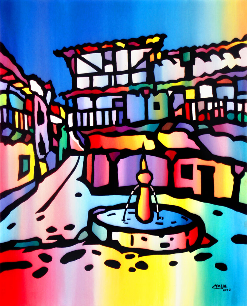 Cuacos de Yuste (Cáceres) Acrílico sobre lienzo, 2002. Obra de José Massa Solís