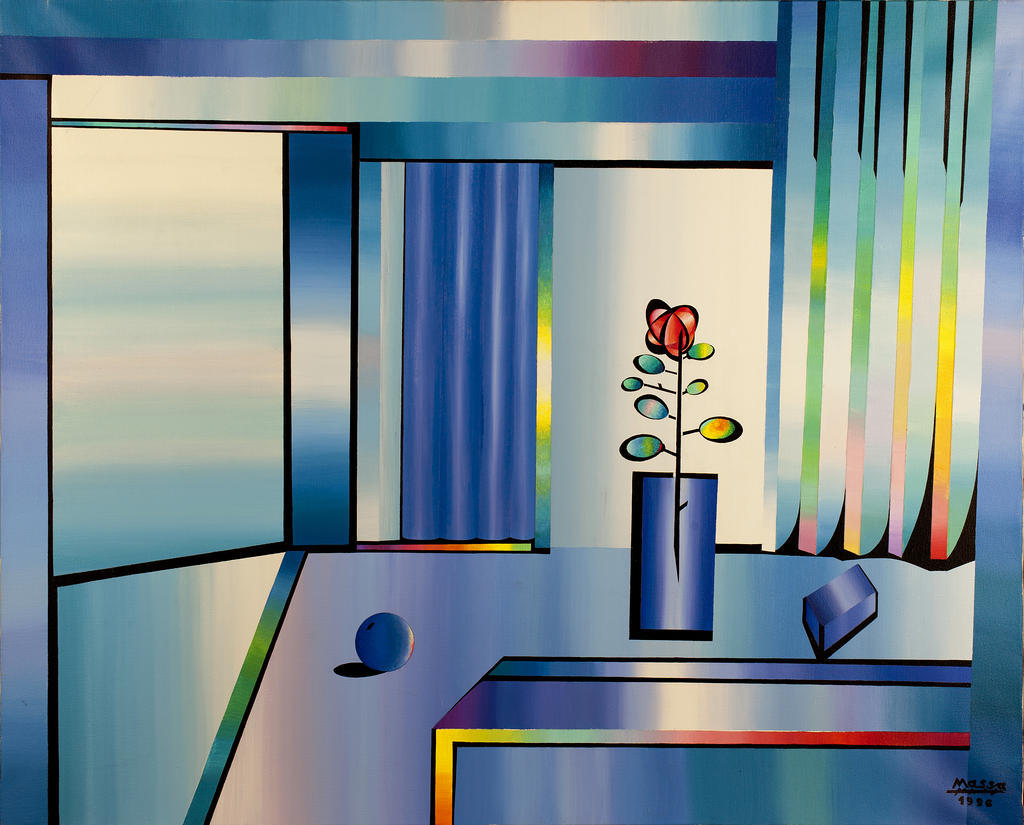 El Bodegón de la Rosa, Acrílico s/lienzo, 1996. Obra de José Massa Solís