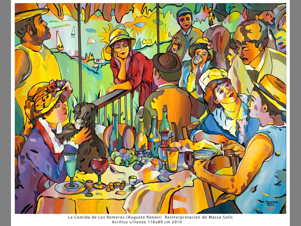 La Comida de los Remeros, Acrílico s/lienzo, 2010. Obra de José Massa Solís