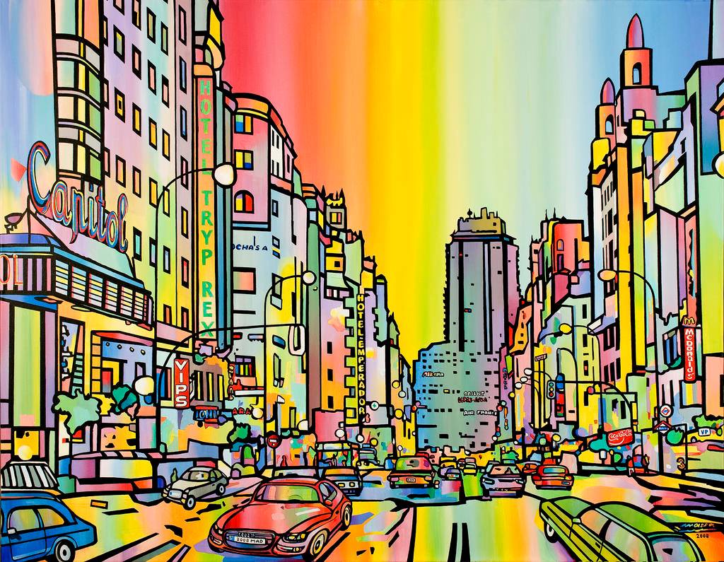 La Gran Vía, Acrílico s/lienzo, 2008. Obra de José Massa Solís