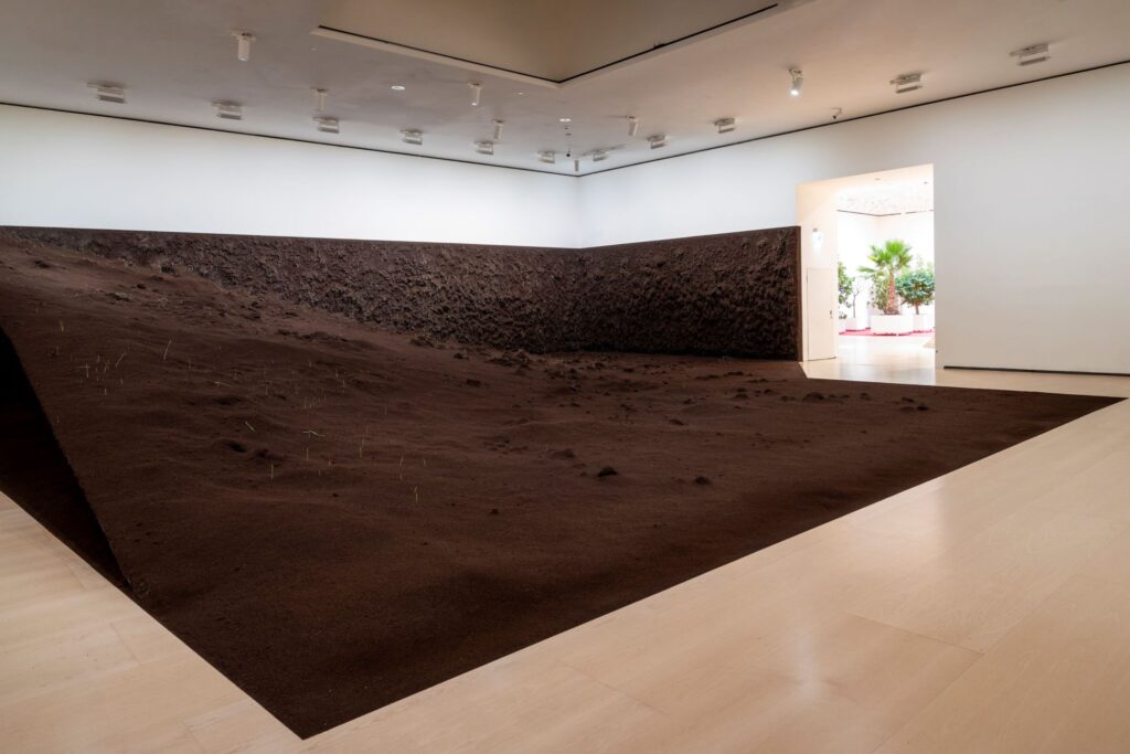 Delcy Morelos. Bruja (Sorgin), 2025. Tierra y barro sobre estructura de madera. Dimensiones variables.